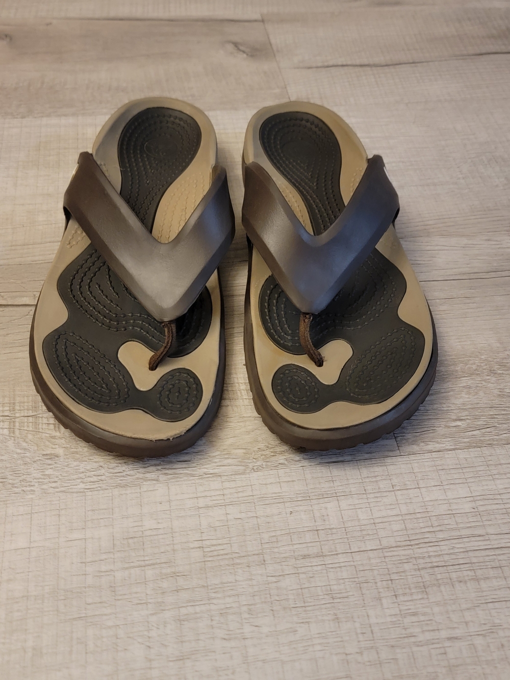CROCS Men's Brown and Black Flip Flops - Casual Thong Sandals